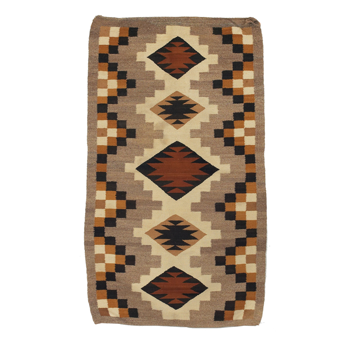 Appraisal: Navajo rug c geometric pattern in brown tan and cream