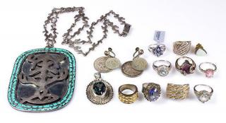 Appraisal: Collection of gemstone and silver jewelry Collection of gemstone and