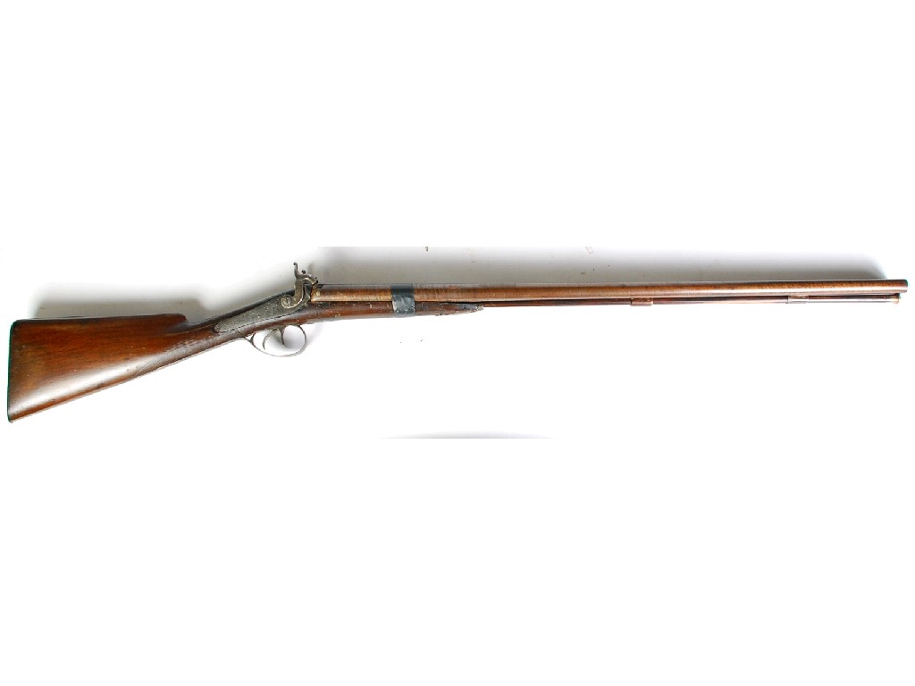 Appraisal: NINETEENTH CENTURY ENGLISH DOUBLE BARREL PERCUSSION SPORTING GUN with barrels