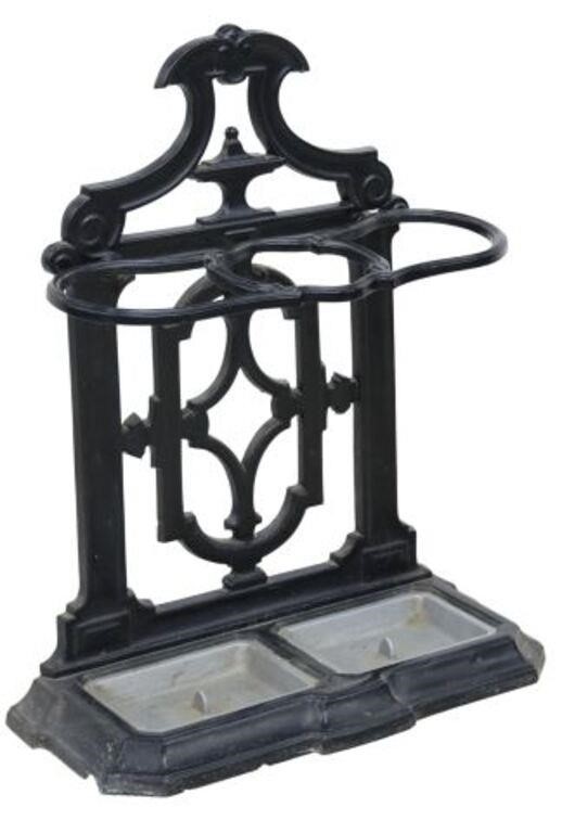 Appraisal: Cast iron umbrella stand early th c with shaped scrolled