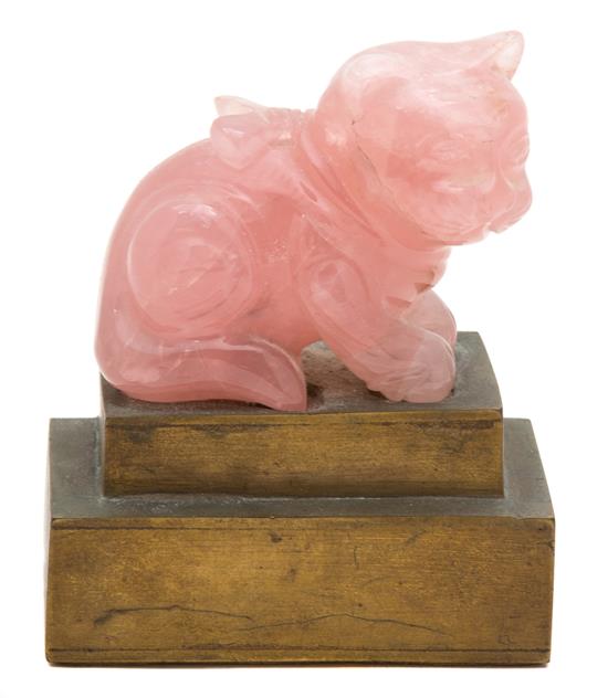 Appraisal: Sale Lot A Chinese Carved Rose Quartz Seated Cat on