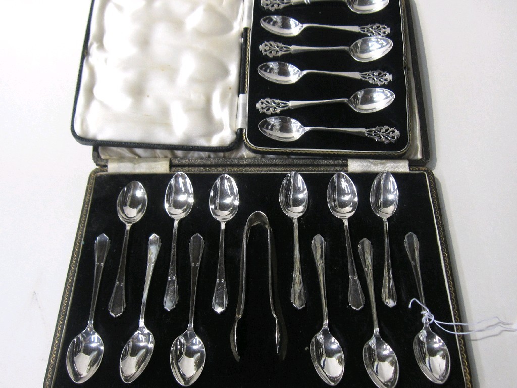 Appraisal: Lot comprising cased set of six silver spoons Sheffield and