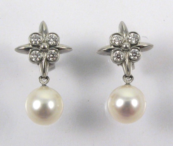 Appraisal: PAIR OF TIFFANY CO PEARL EARRINGS each platinum and set