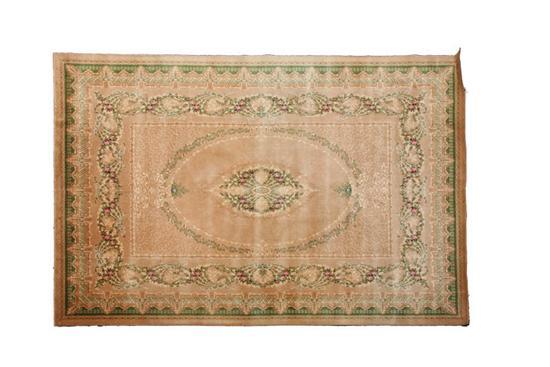 Appraisal: OLD WILTON RUG American th century Aubusson pattern salmon ground