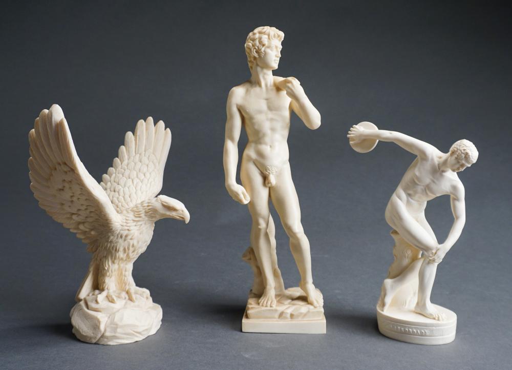 Appraisal: Three Composite Figures of David Discus Thrower and an Eagle