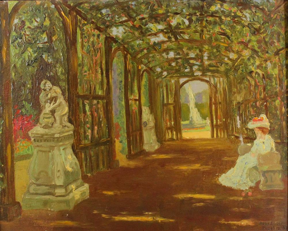 Appraisal: HANS ADOLF GERMAN WURZBURG COURT GARDENS Oil on panel x