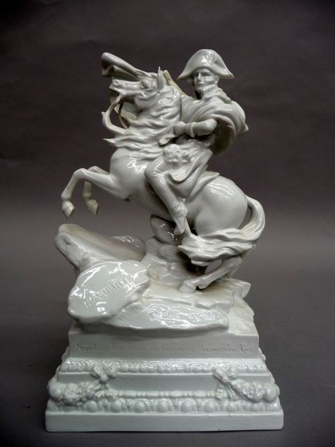 Appraisal: A porcelain figure of Napoleon on a rearing stallion set