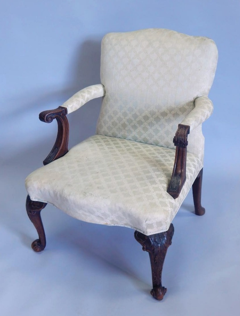 Appraisal: A pair of mahogany open armchairs each in George III