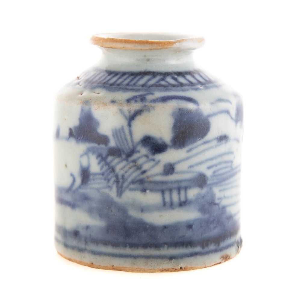 Appraisal: Chinese Export Canton Porcelain Ink Bottle Late th century with