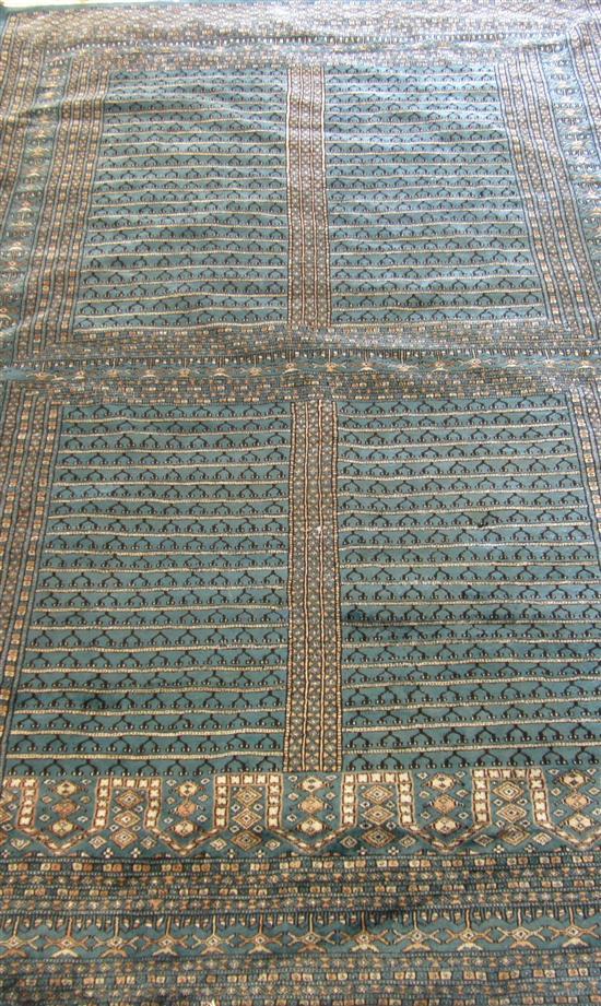 Appraisal: Modern blue green Persian carpet multiple borders the centre with