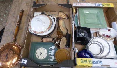 Appraisal: Tray comprising Kitchen Clocks Royal Vale Plates and Saucers Kitchen