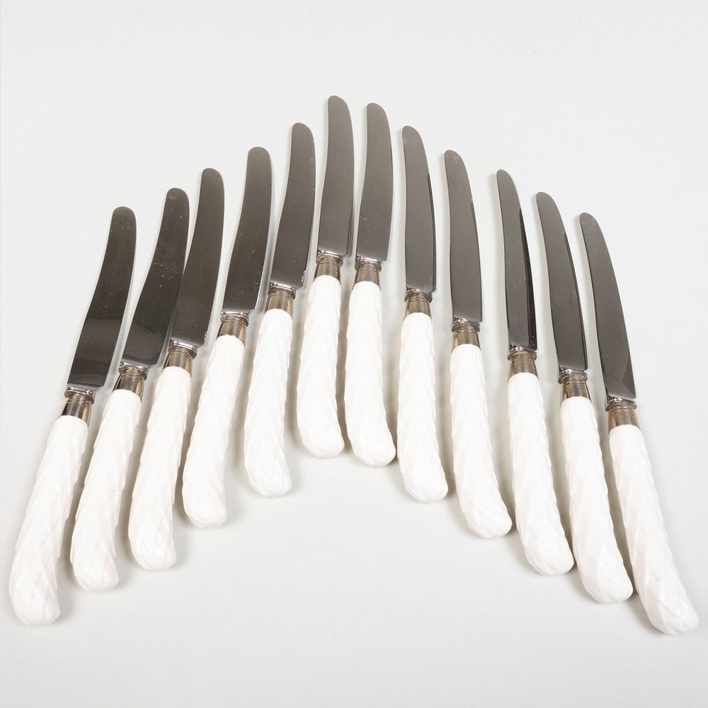 Appraisal: Set of Twelve English Porcelain Handled Knives After Syrie Maugham