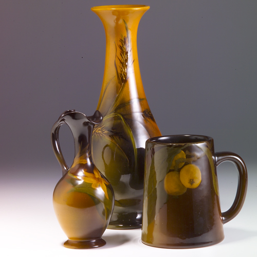 Appraisal: ROOKWOOD Three Standard glaze pieces bulbous vase by A M