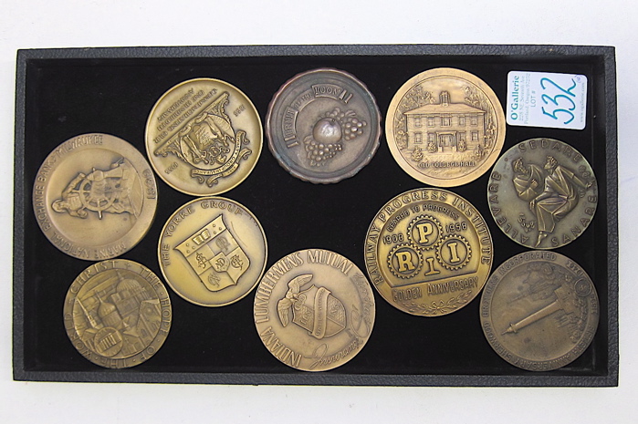 Appraisal: COLLECTION OF TEN BRONZE MEDALS Railway Progress Institute Golden Anniversary