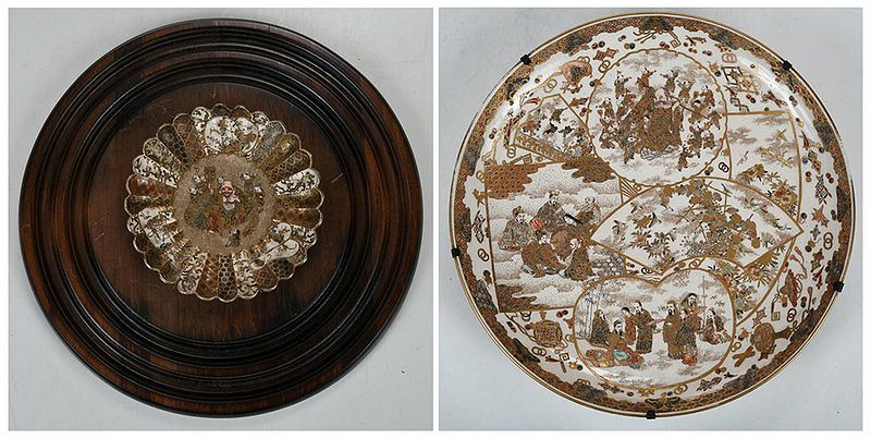 Appraisal: Two Finely Decorated Japanese Satsuma Chargers glazed charger with fine