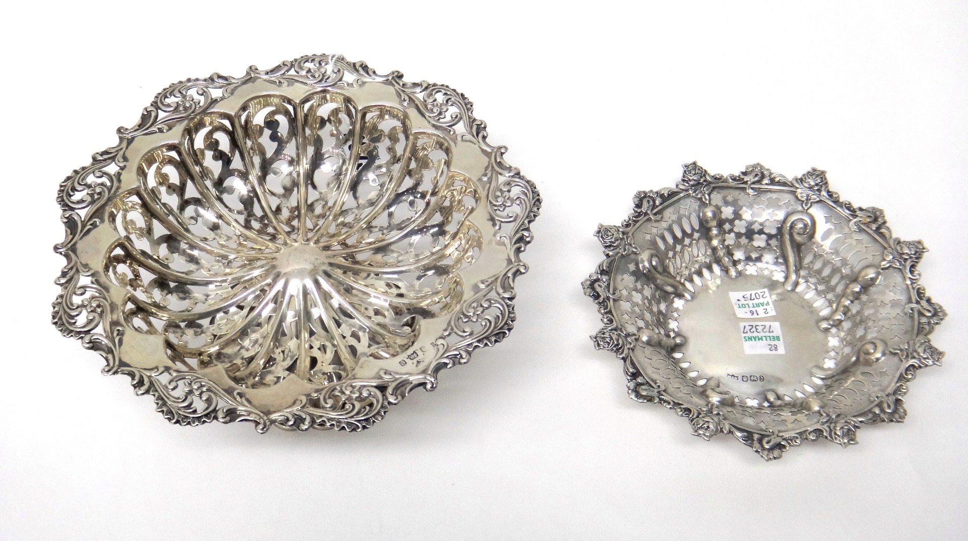 Appraisal: A silver bonbon dish of shaped circular form with pierced