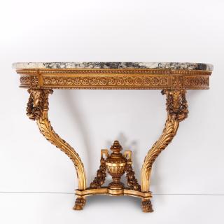 Appraisal: Napoleon III marble top giltwood console Napoleon III marble top