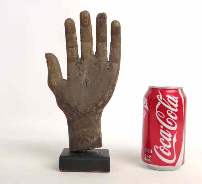 Appraisal: th c carved wooden folk art hand '' Ht