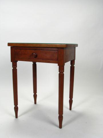 Appraisal: Antique One-Drawer Cherry Stand with glass top one leg repaired