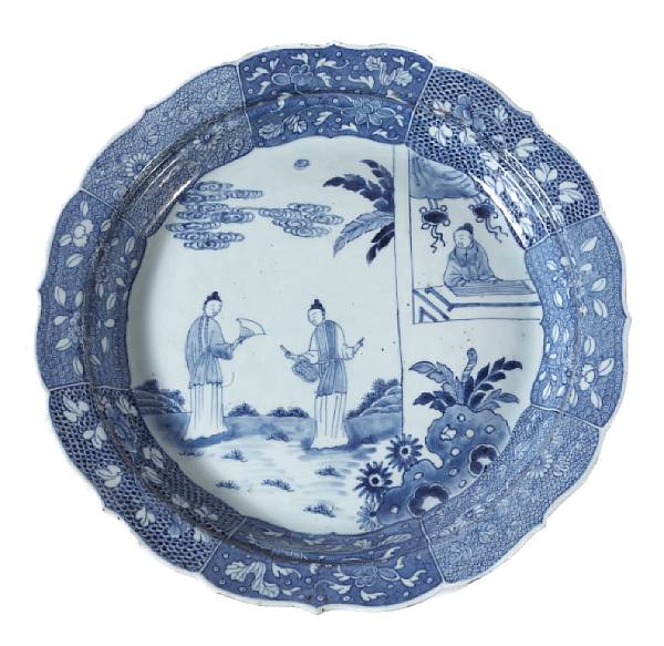 Appraisal: A larger blue and white porcelain dish China Qianlong period