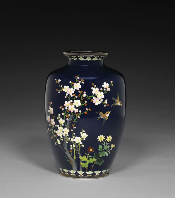 Appraisal: JAPANESE CLOISONN ENAMEL VASE Japanese cloisonn enamel vase of wide