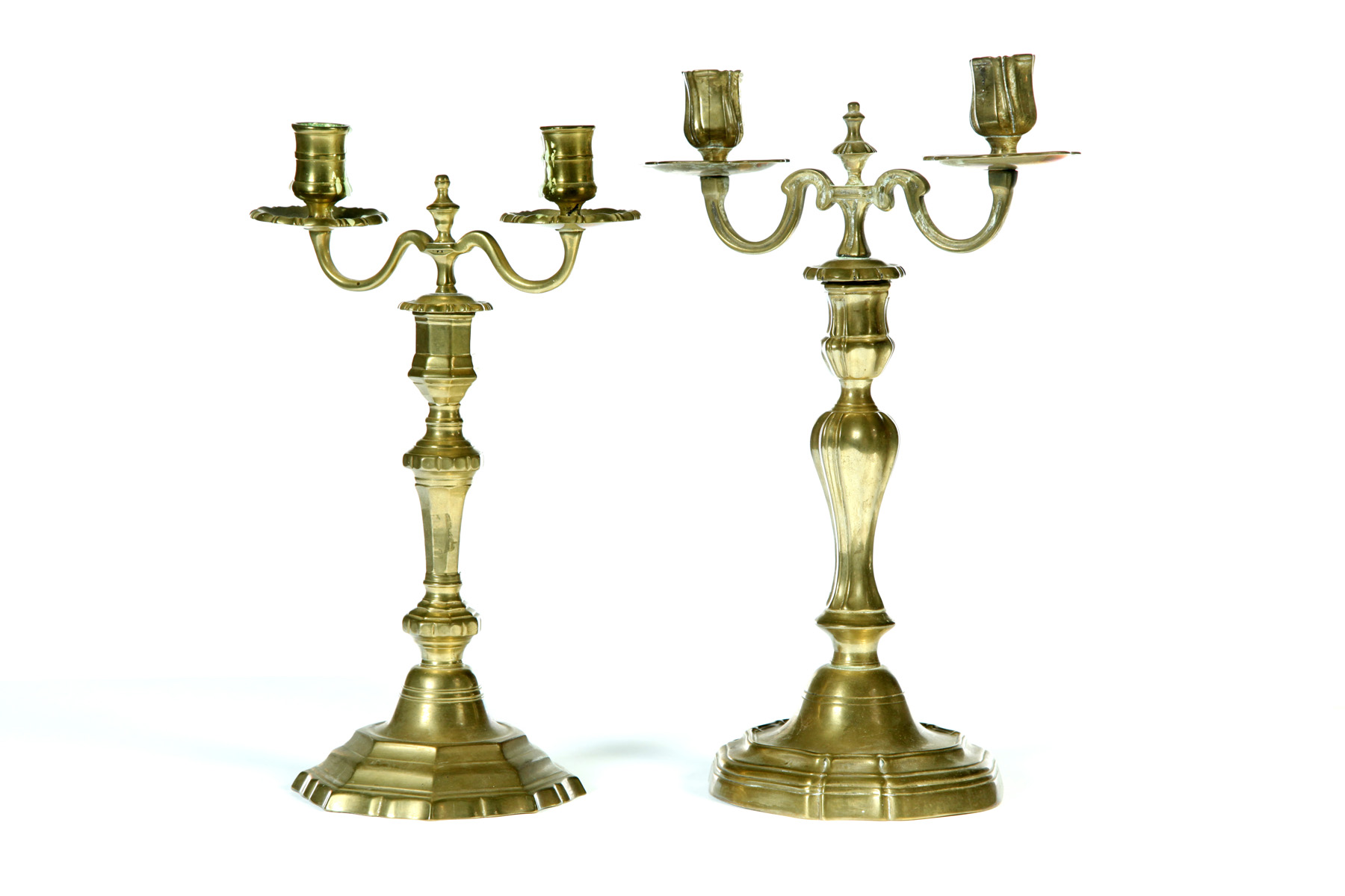 Appraisal: PAIR OF CANDELABRA European with seamed construction Removable bobeche with