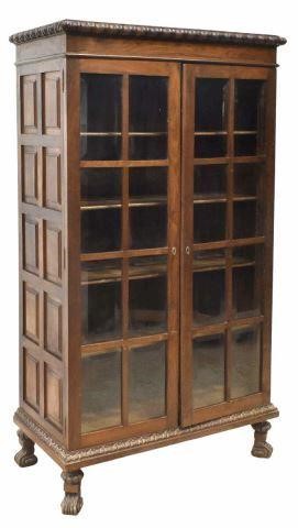 Appraisal: Spanish Baroque style walnut bookcase display cabinet early th c