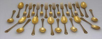 Appraisal: FOURTEEN CRICHTON MONOGRAMMED SILVER GILT DESSERT FORKS AND FOURTEEN MATCHING