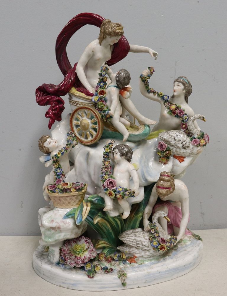 Appraisal: Signed Large Porcelain Figural Grouping Signed on the base and