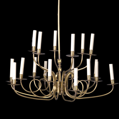 Appraisal: NORMAN GRAG Eighteen-light bronze chandelier Stamped NORMAN GRAG MANTON CALIFORNIA