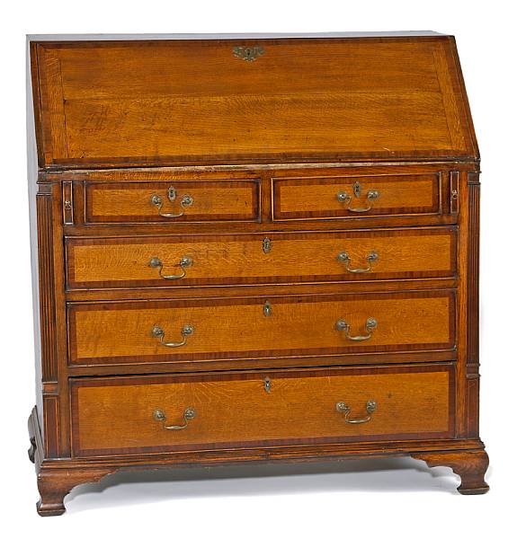 Appraisal: A George III inlaid oak and mahogany desk last quarter