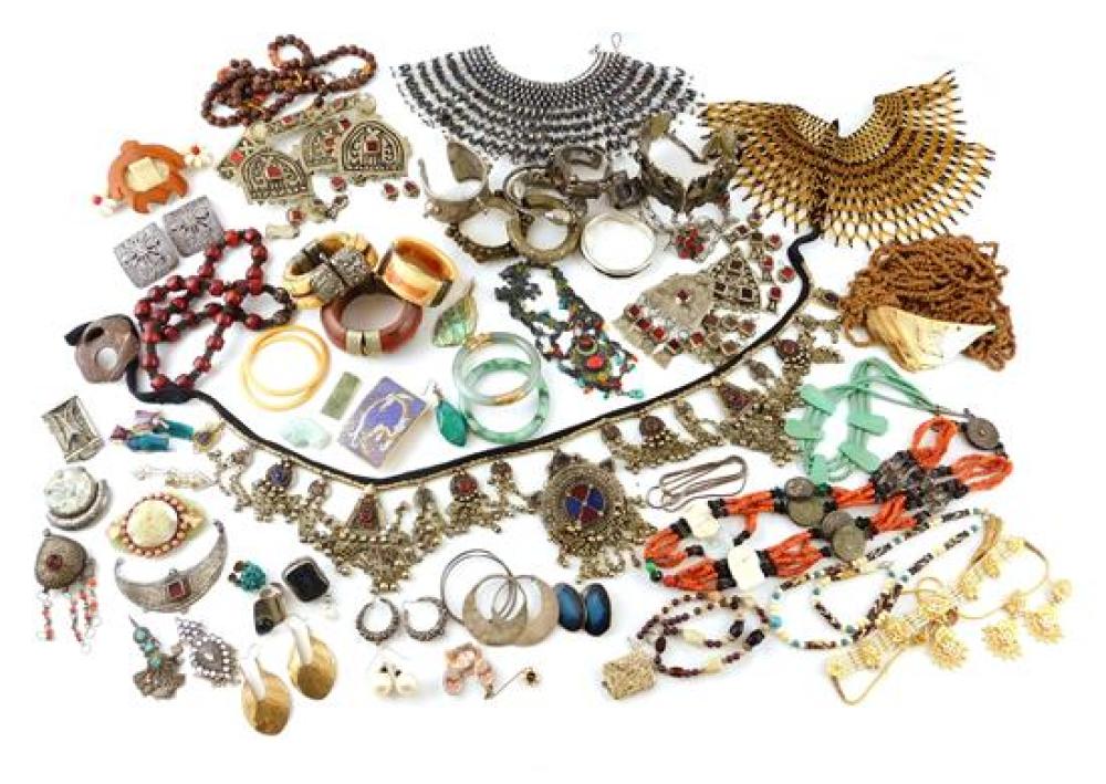 Appraisal: JEWELRY Ethnic jewelry large assortment of pieces materials include Mother