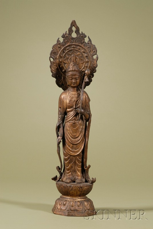 Appraisal: Asian Export Painted Cast-iron Figure of Guan Yin th century