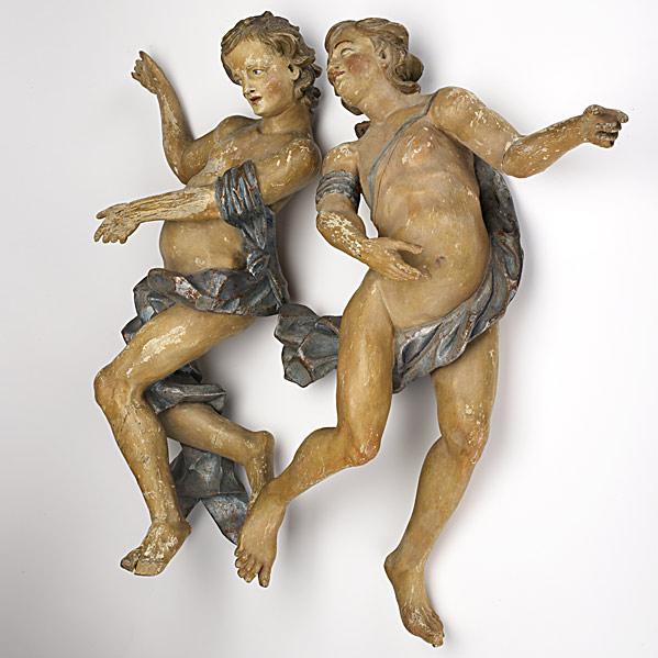 Appraisal: PAIR OF TYROLEAN WOOD CARVINGSFemale figures with polychrome decoration th