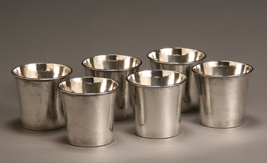 Appraisal: Set of Six William L DeMatteo Handwrought Sterling Julep Cups