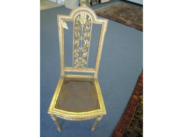 Appraisal: French Victorian Gilt Side Chair carved back cane seat