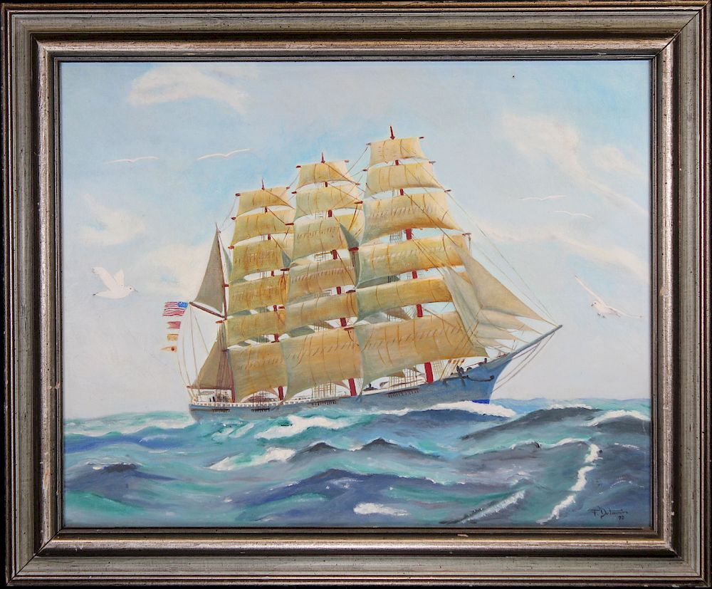 Appraisal: Signed th C Painting of a Clipper Ship at Sea