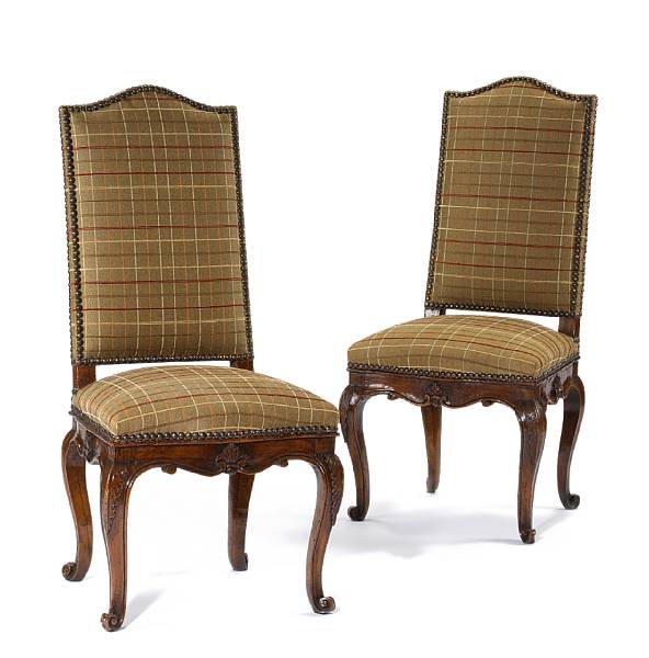 Appraisal: A pair of Louis XV walnut chaises mid th century