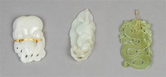 Appraisal: A Collection of Three Chinese Jade or Hardstone Articles Length