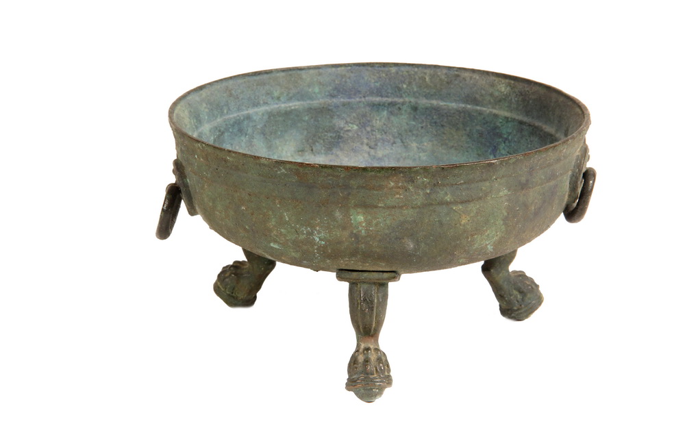 Appraisal: ROMAN BRONZE VESSEL - Meduim Sized Deep Footed Bowl with