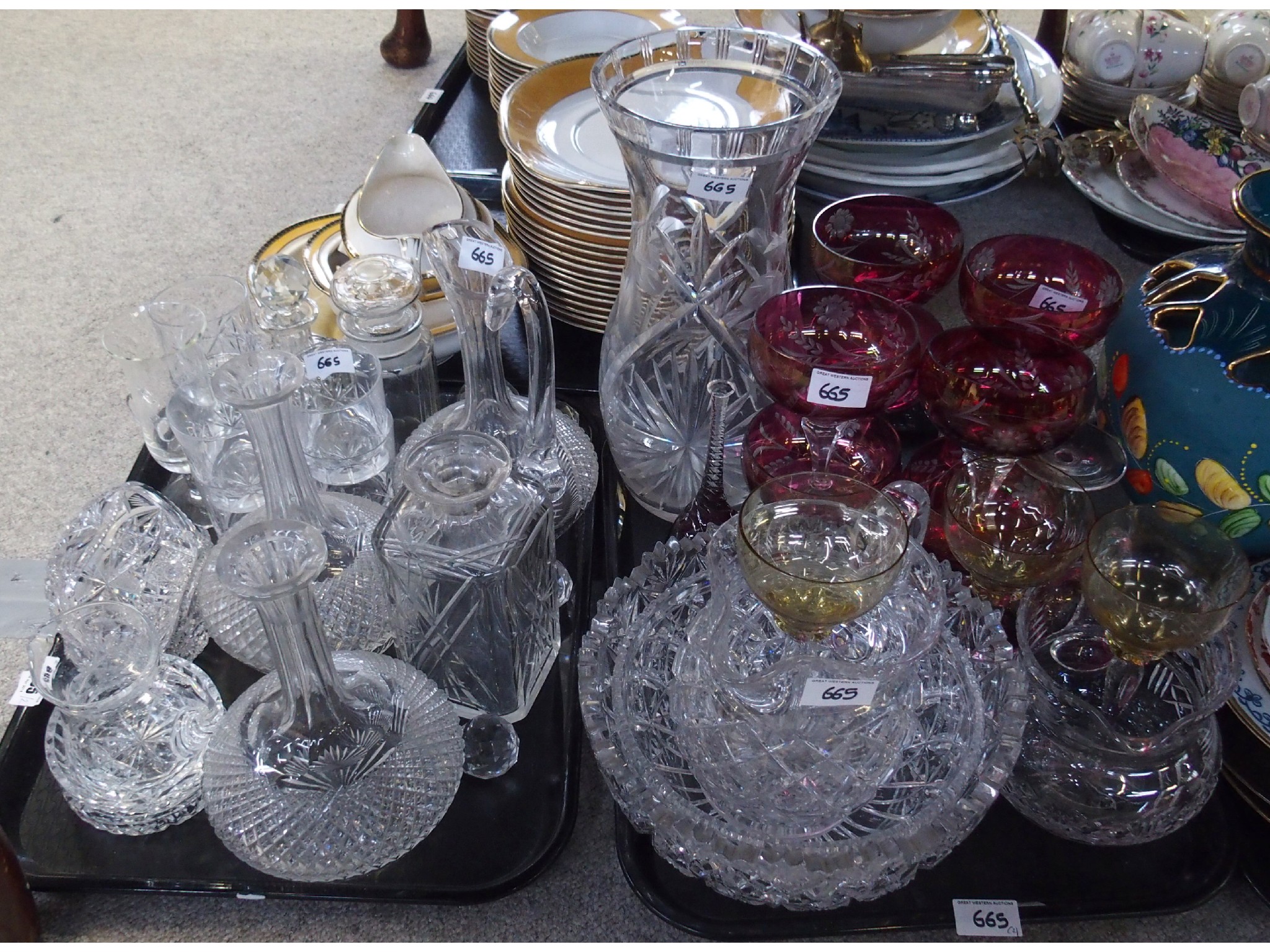 Appraisal: Assorted cut glass and crystal including jugs decanters bowls etc