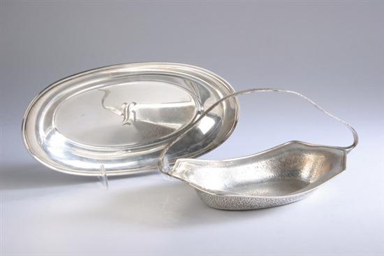 Appraisal: TWO PIECES AMERICAN STERLING SILVER HOLLOWWARE Including bread tray 'F'