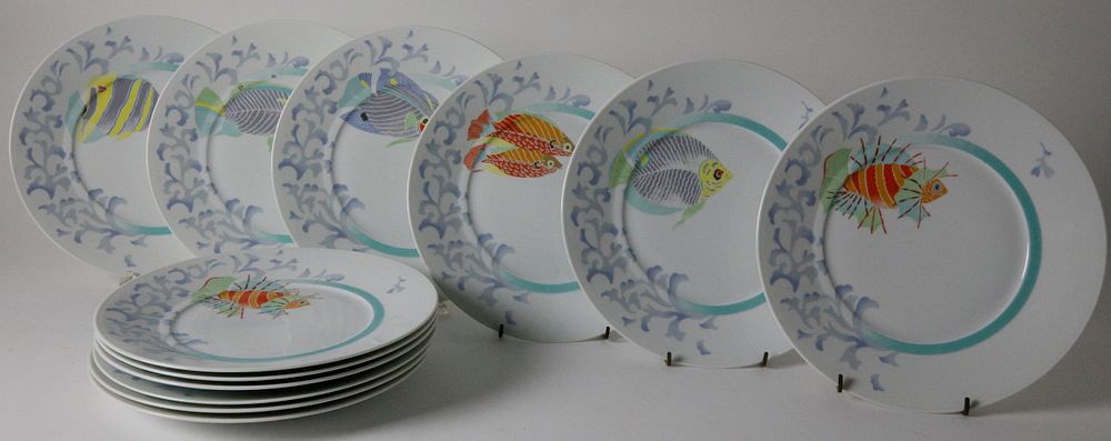 Appraisal: Set of Twelve Bernardaud Limoges Craibes Fish Dinner Plates Set