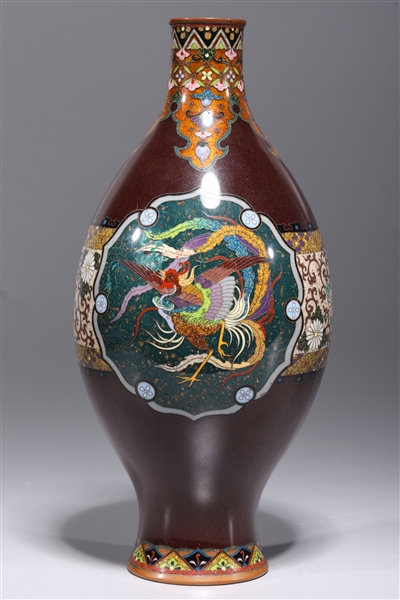 Appraisal: Japanese Honda Meiji cloisonne vase with phoenix bird and floral