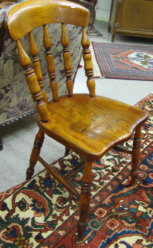 Appraisal: A SET OF FOUR SPINDLE-BACK KITCHEN CHAIRS English late th