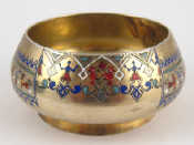 Appraisal: A Russian silver gilt standard large salt with unusual champleve