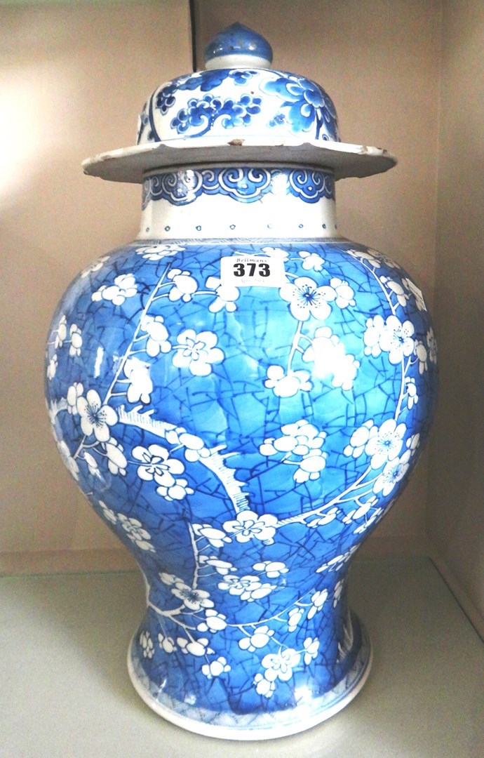 Appraisal: A Chinese blue and white baluster vase and cover Kangxi