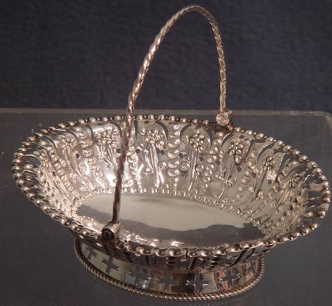 Appraisal: George III sterling silver basket with swing handles London by