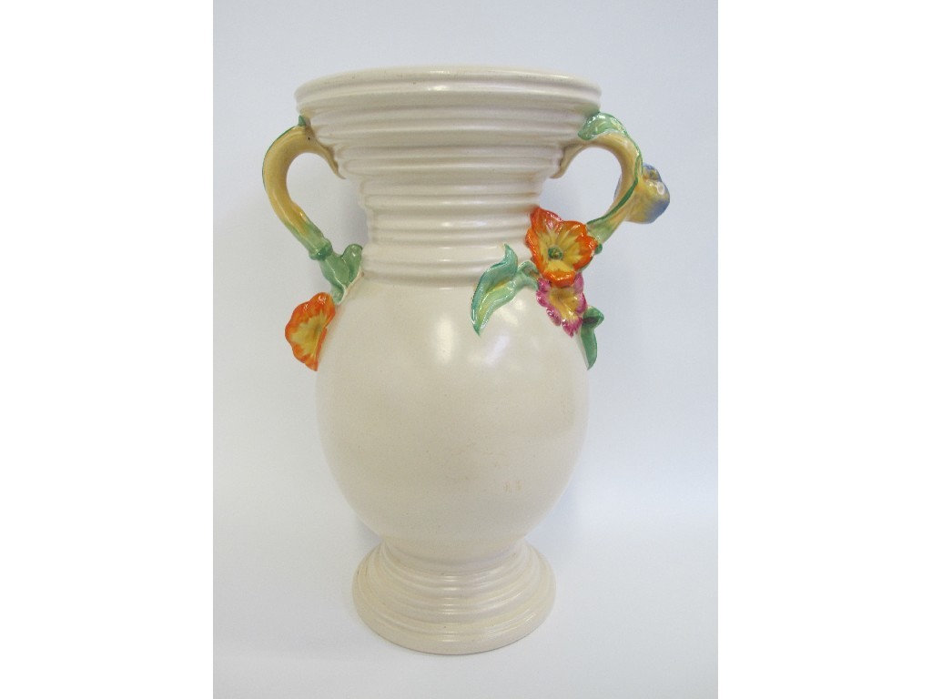 Appraisal: Clarice Cliff vase with flower moulded handles