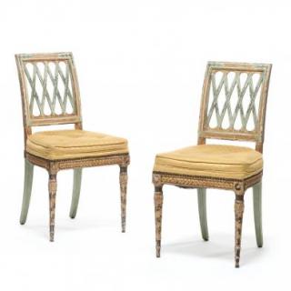 Appraisal: A Pair of Louis XVI Style Painted Ballroom Chairs th